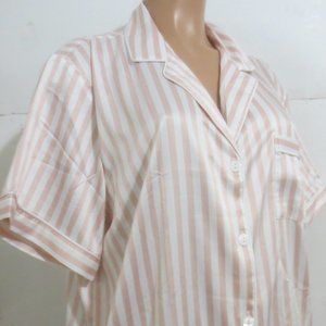 ⭐For Bundles Only⭐ Serenedelicacy Satin Pajama Top Pink / White Striped XL